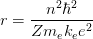 r = (n^2hbar^2)/(zm_ek_ee^2)