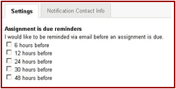 Assignment reminders screenshot