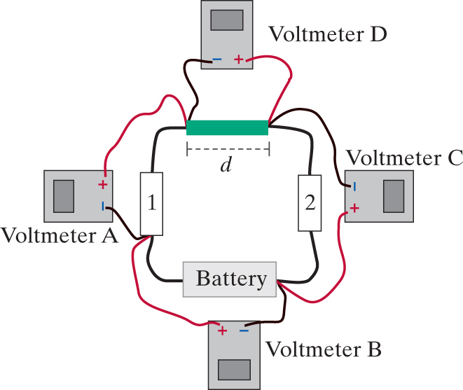Solved Four Voltmeters Are Connected To A Circuit As Show...