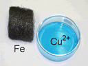 image of steel wool and solution of CuSO4 before reaction
