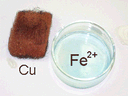 image of steel wool and solution of CuSO4 after reaction