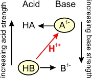 relationship of weak acid and weak base on an acid-base table