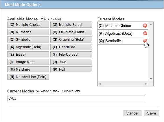 Multi-Mode Options menu
