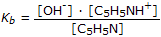 Kb = fraction: [OH-] · [C5H5NH+] over [C5H5N]