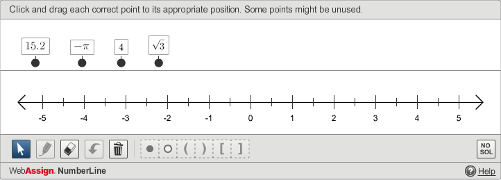 student view of numberline tool using points mode