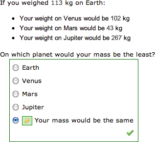Question as displayed to students