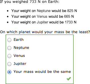 Question as displayed to students