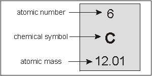 atomic number, chemical symbol, atomic mass