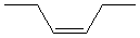 skeletal structure of a six carbon alekene