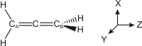 the z-axis contains the carbon-carbon atoms